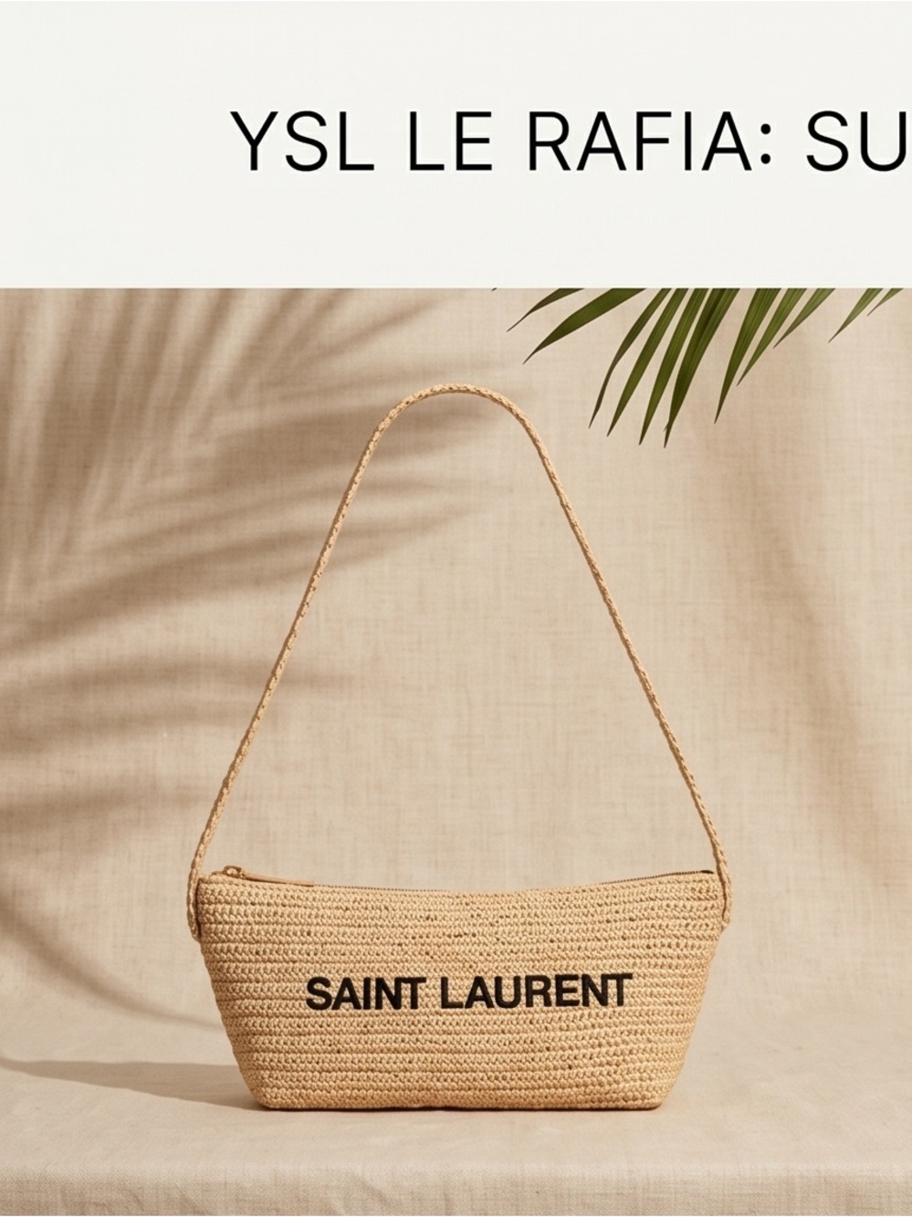 BNWT Saint Laurent Beige Raffia Pouch with Black Logo - Picture 4 of 6